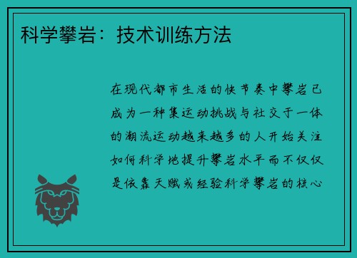 科学攀岩：技术训练方法